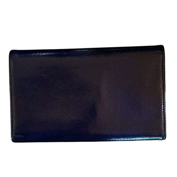 Authentic CC Chanel Electric Blue Patent Leather Trifold Snap Long Wallet EUC - Picture 2 of 8